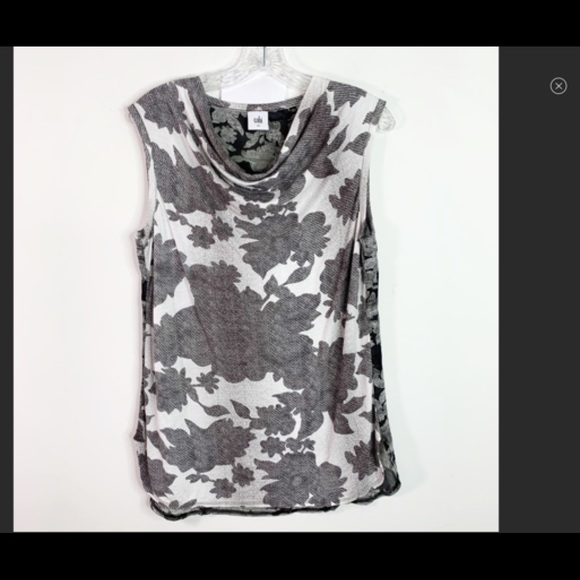 CABI | Tango Black and White Floral Mixed Media Blouse Top Sz. S Small - Picture 2 of 5